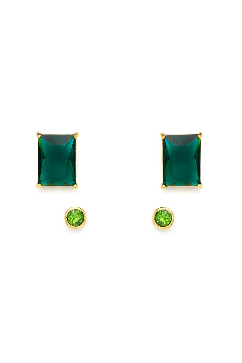 Kit de Brincos Collors Green Ouro Vintage
